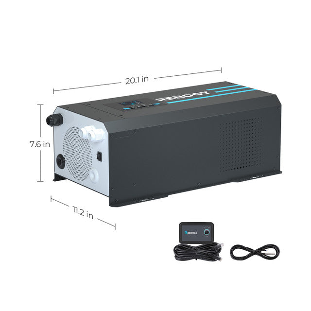 Renogy 2000W 12V Pure Sine Wave Inverter Charger With LCD Display