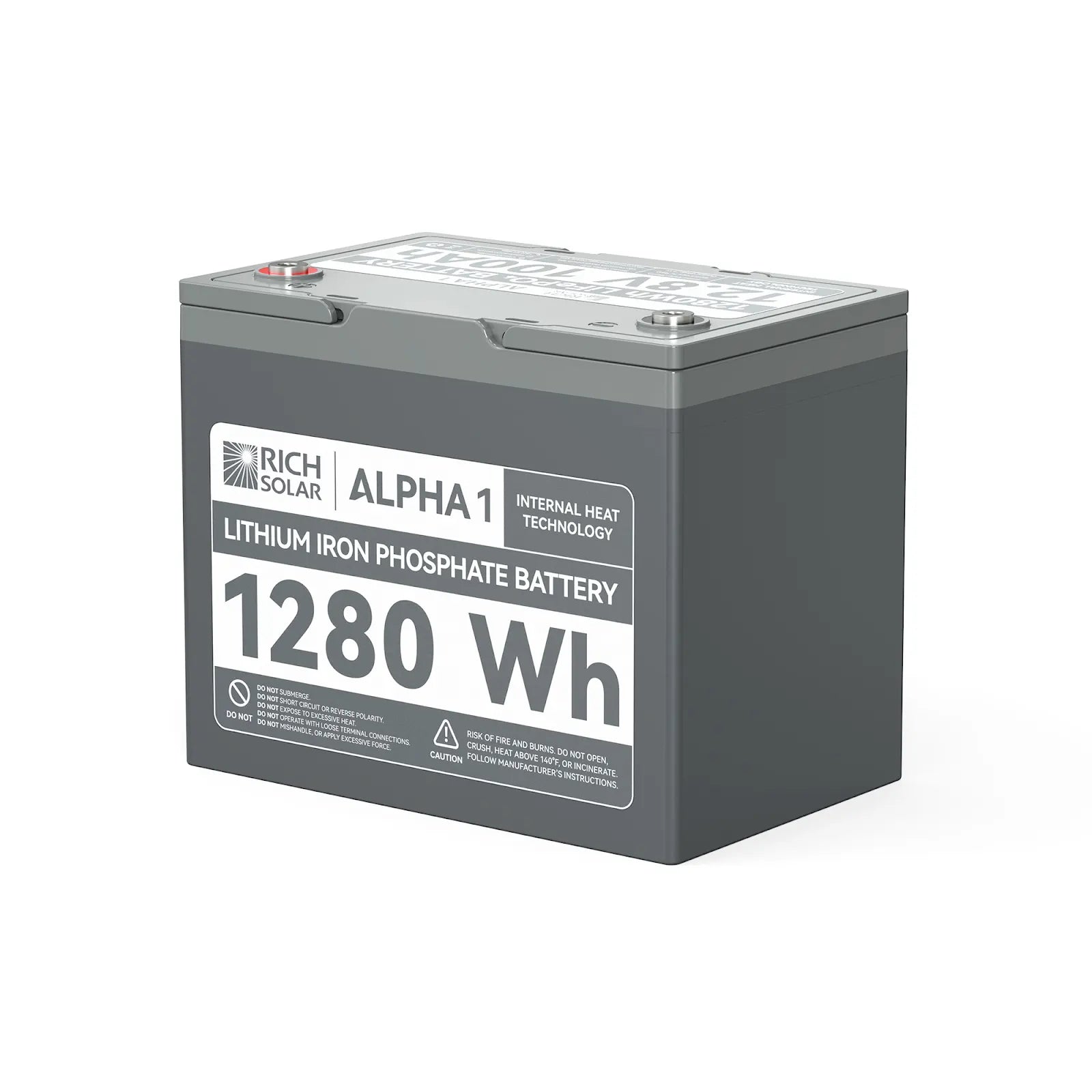 RichSolar ALPHA 1 | 12V 100Ah LiFePO4 Battery | Advanced Lithium Battery with Bluetooth and Internal Heating for RVs, Trailers, Vans, Boats, and Off-Grid Applications | 5,000 Lifetime Cycles RS-B121S