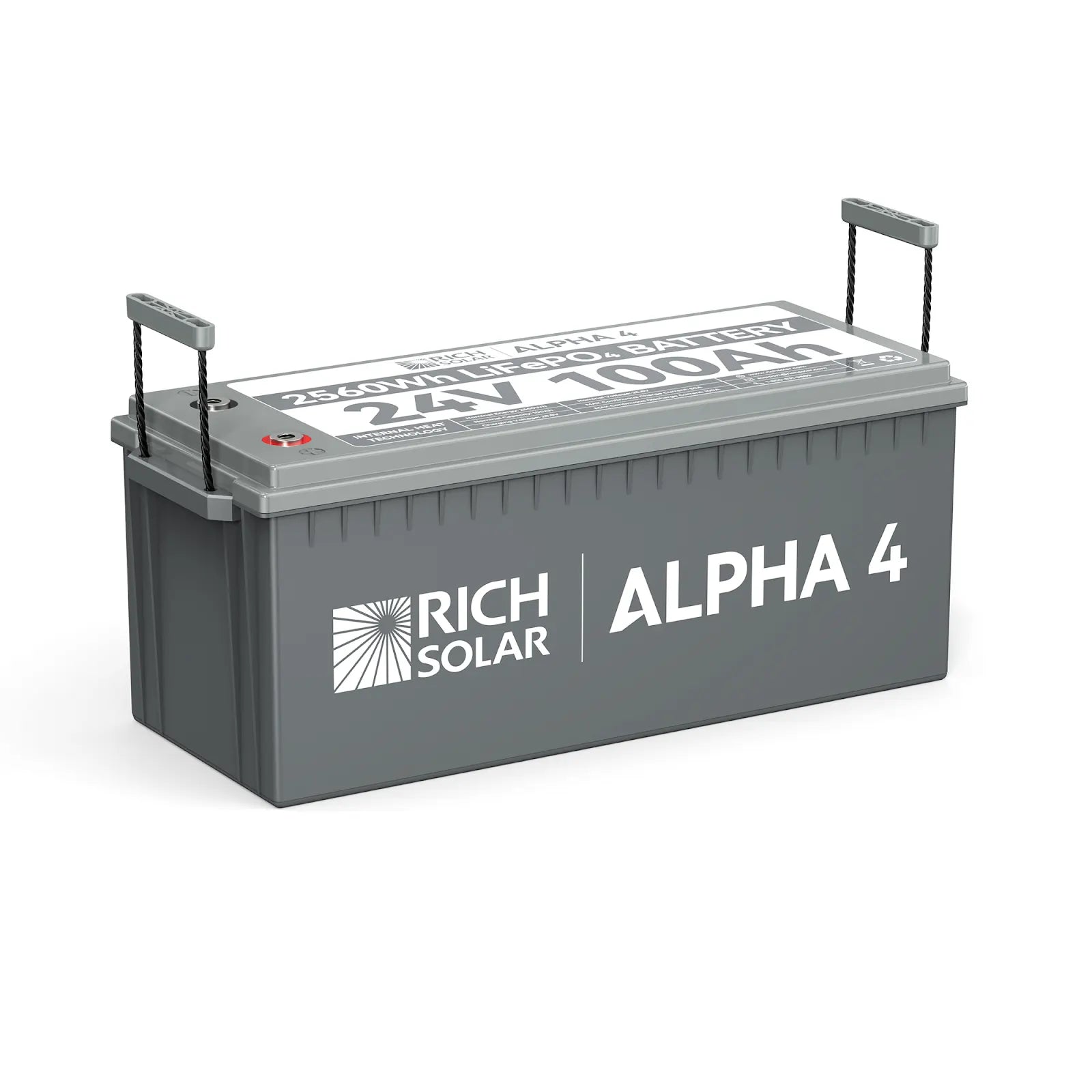 RichSolar ALPHA 4 | 24V 100Ah LiFePO4 Battery | Powerful Lithium Battery for RVs, Trailers, Vans, Boats, Off-Grid | 5,000 Lifetime Cycles | Bluetooth & Internal Heat Technology | RS-B241S