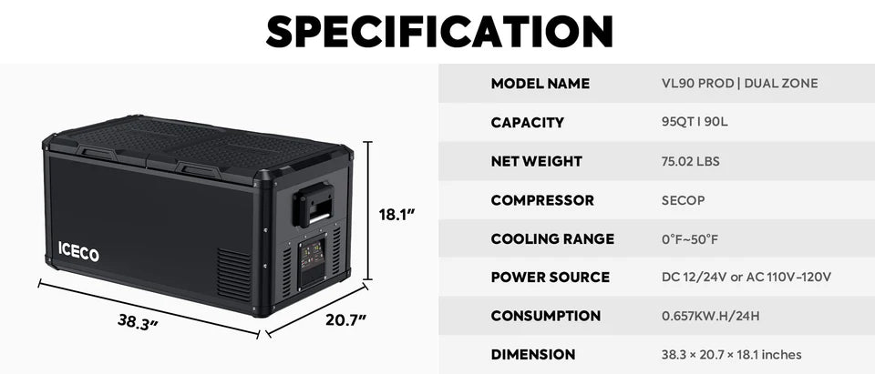 ICECO VL90ProD Dual Zone Freezer | ICECO | 90 LT