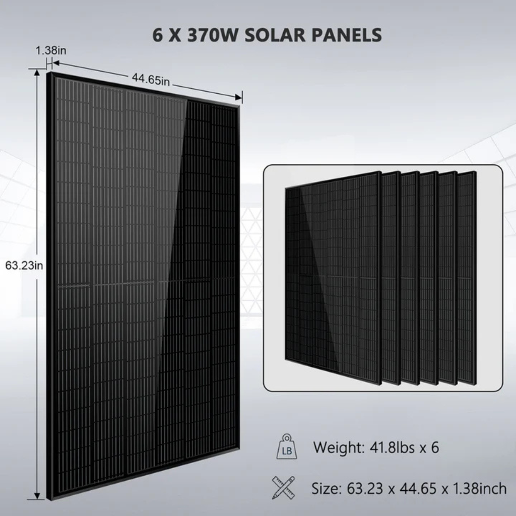 SunGoldPower Off-Grid Solar Kit 6500W 48VDC 120/240VAC With 5.12kWh PowerWall Battery & 6 x 370W Solar Panels SGM-655M