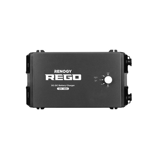 Renogy REGO 12V 60A DC-DC Battery Charger, 2 REGO 12.8V 400Ah Lithium Iron Phosphate Batteries