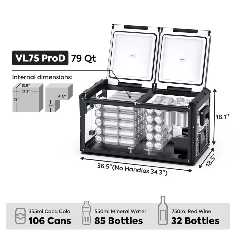 ICECO VL75PRO Dual Zone Freezer + PB1000 Power Station