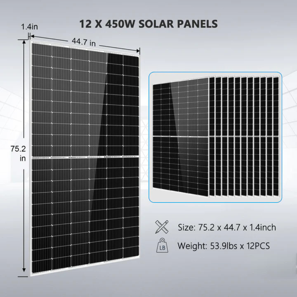 SunGoldPower Complete 8kW Off-Grid Solar Kit, 48V Inverter, 10.24kWh LiFePO4 Battery, 5400W Solar Panels SGK-8MAX