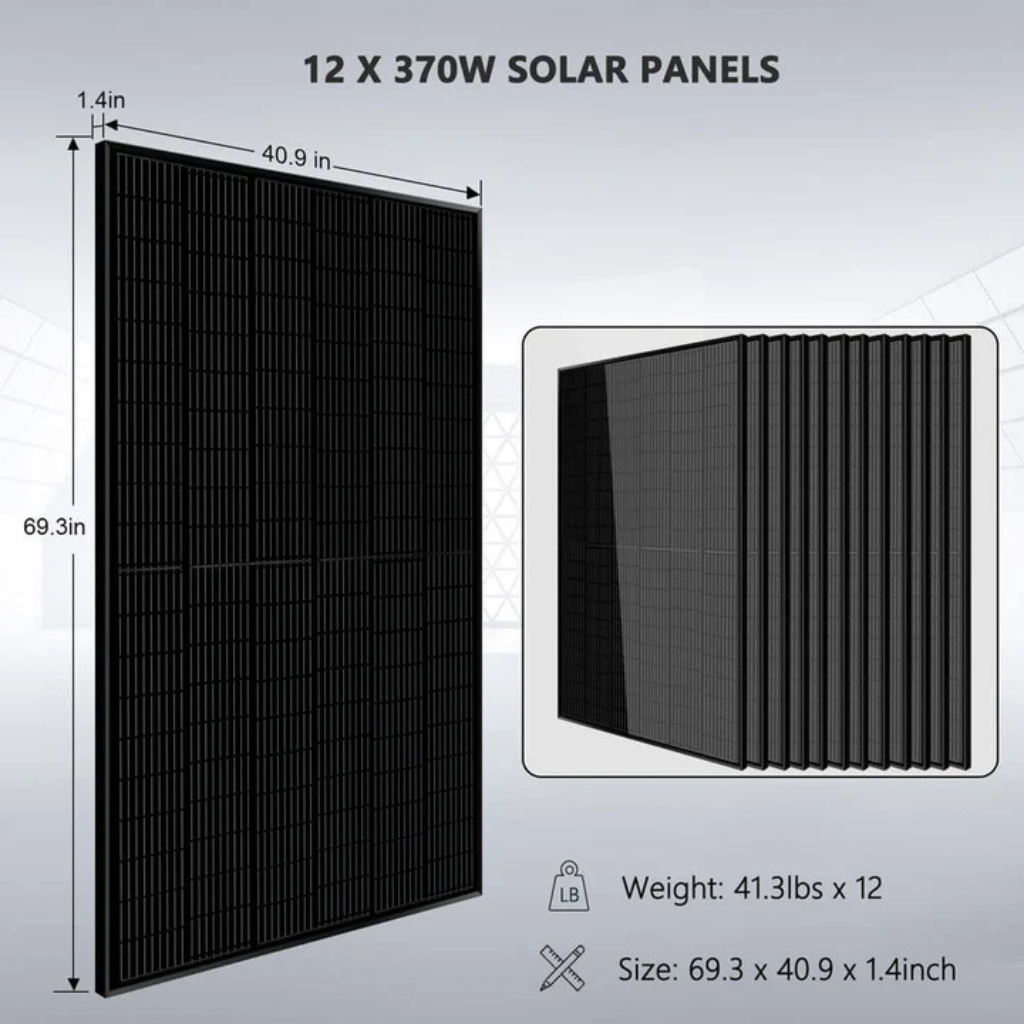 SunGoldPower Off-Grid Solar Kit 13kW 48VDC 120V/240V With 20.48kWh PowerWall Lithium Battery & 12 x 370W Solar Panels SGM-1320M