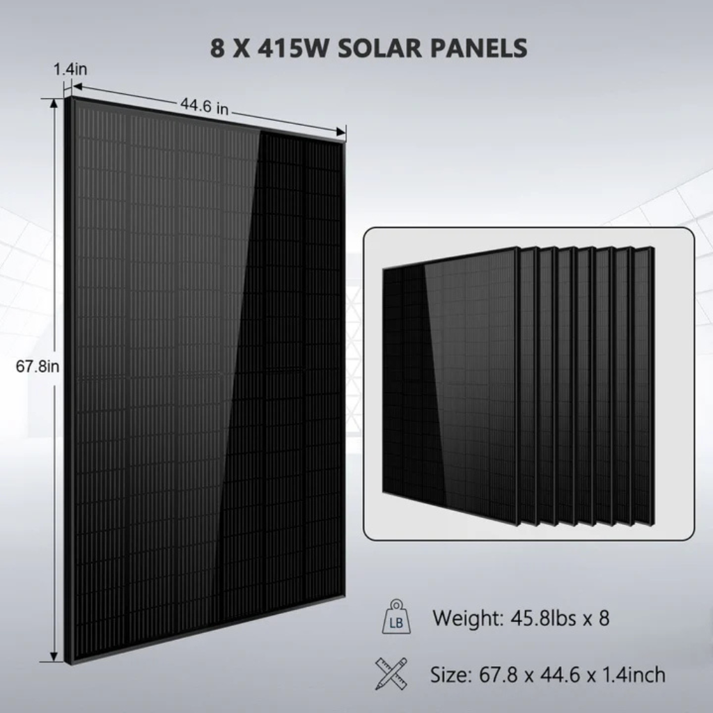 SunGoldPower 8kW Off-Grid Server Rack Solar Kit, 10.24kWh LiFePO4 Battery & 8 x 415W Solar Panels SGR-8K10E