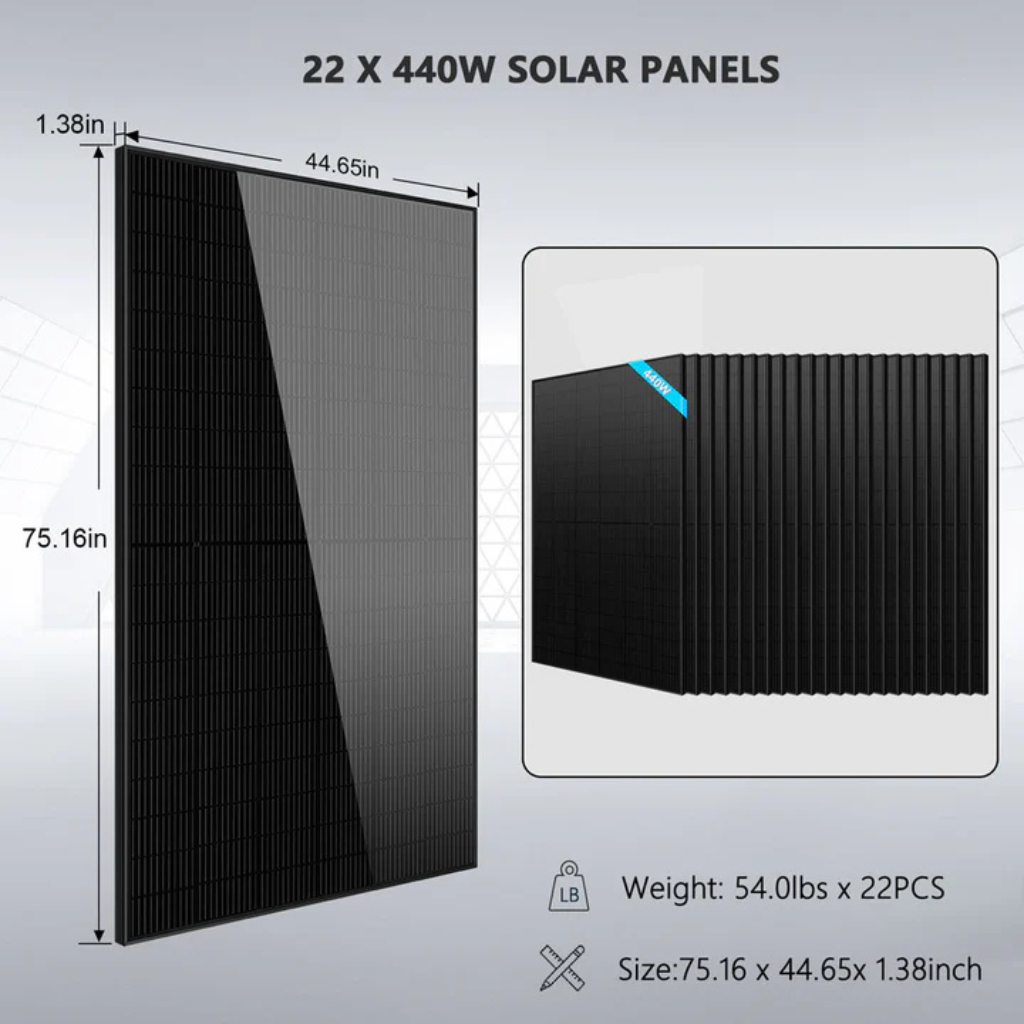 SunGoldPower Off-Grid Solar Kit 13,000W 48VDC 120V/240V With 25.6kWh LifePo4 Battery & 22 x 440W Solar Panels SGR-13K25E