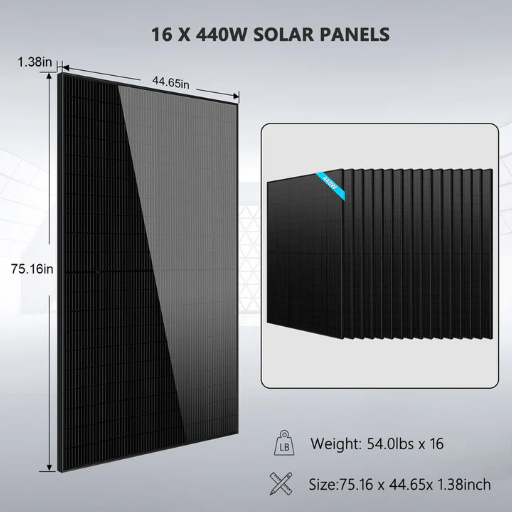 SunGoldPower Hybrid Solar Kit 11.4kW 48V Split Phase with 20.48kWh Lithium Battery & 16 x 440W Solar Panels SGH-11N2E