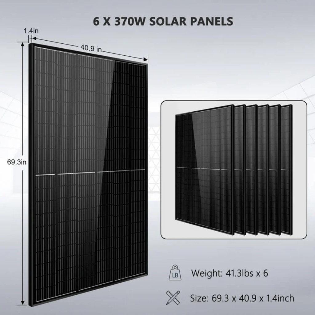 SunGoldPower Off-Grid Solar Kit 6500W 48VDC 120/240VAC With 10.24kWh PowerWall Battery & 6 x 370W Solar Panels SGM-6510M