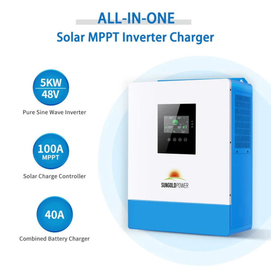 SunGoldPower Off-Grid Solar Kit 5000W 48VDC 120V With 5.12kWh PowerWall Battery & 6 x 200W Solar Panels SGM-5K5E