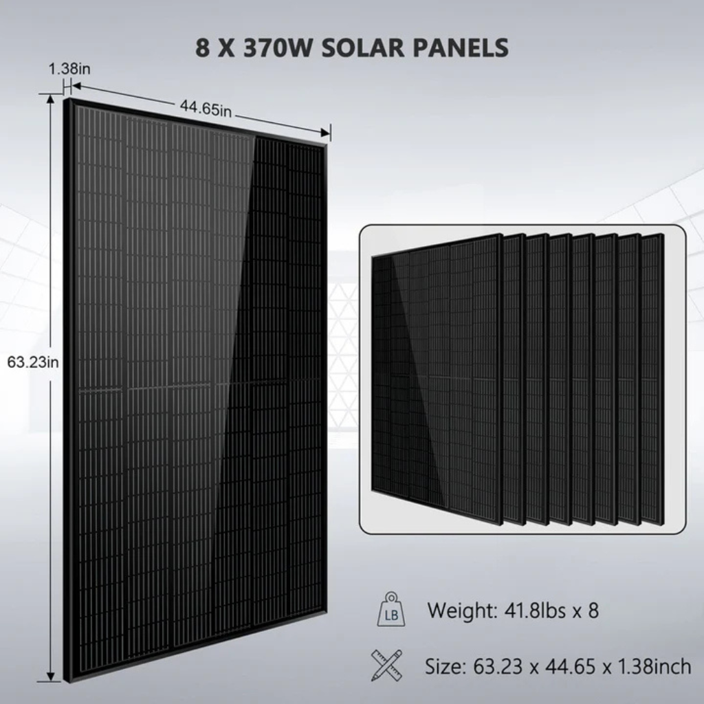 SunGoldPower Off-Grid Solar Kit 6000W 48VDC 120V/240V With 10.48kWh PowerWall Battery & 8 x 370W Solar Panels SGR-6KL48S