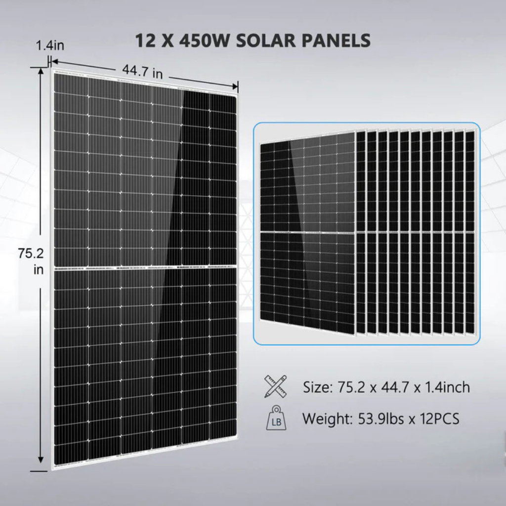 SunGoldPower Off-Grid Solar Kit 10kW 48VDC 120V/240V With 20.48kWh LiFePO4 Batteries & 450W Solar Panels SGR-10K2M