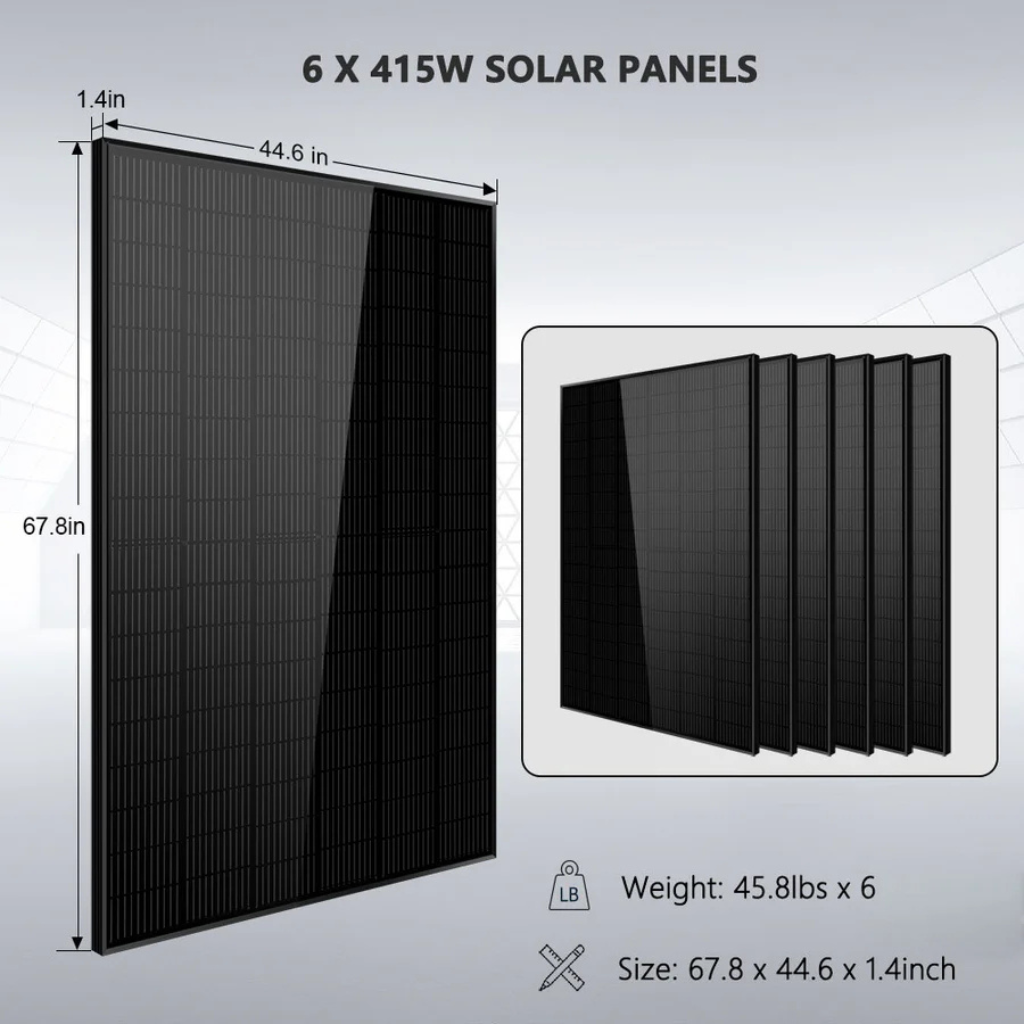 SunGoldPower 5kW Off-Grid Server Rack Solar Kit, 10.24kWh LiFePO4 Battery & 6 x 415W Solar Panels SGR-5KE