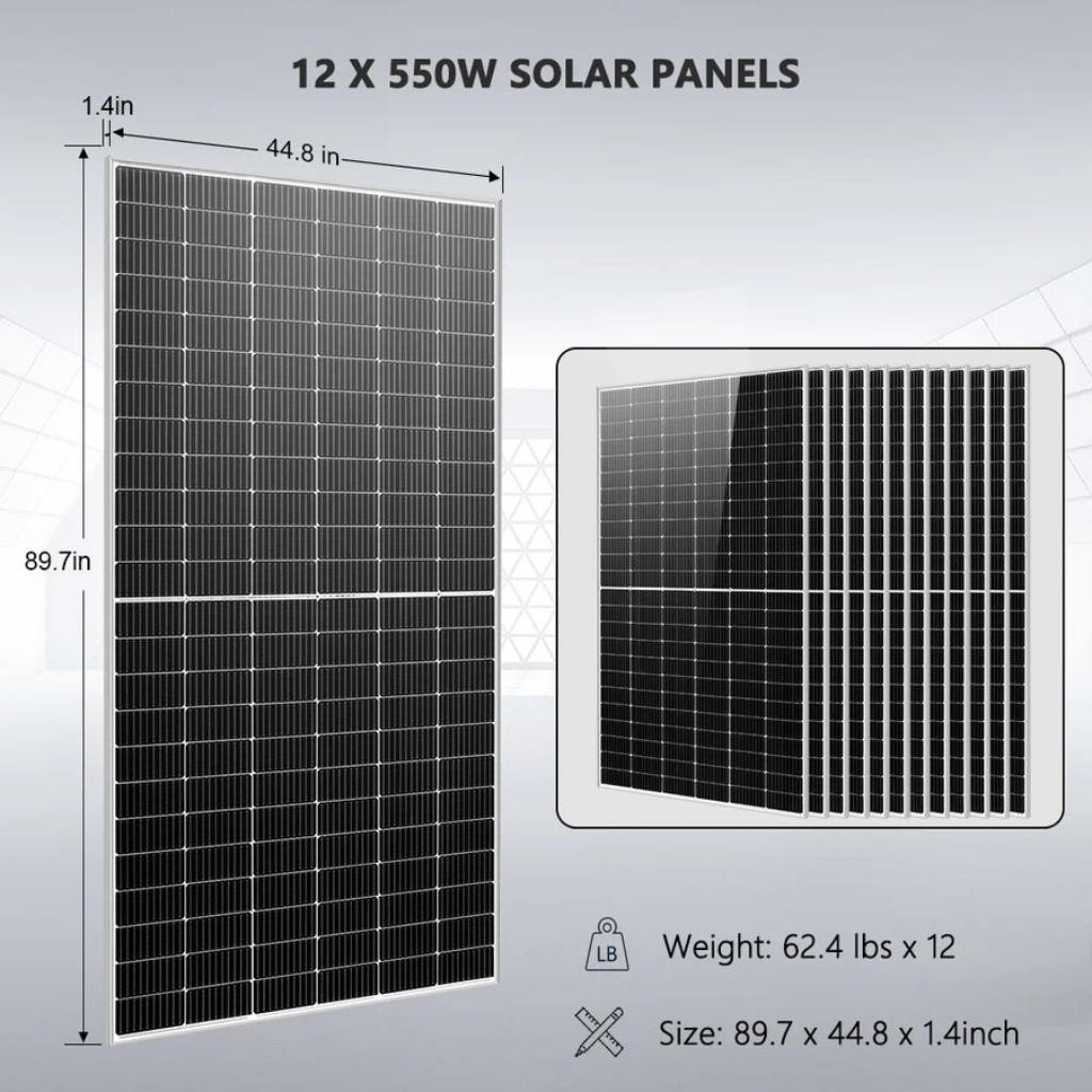 SunGoldPower Off-Grid Solar Kit 10kW 48VDC 120V/240V with 25.6kWh LiFePO4 Battery & 12 x 550W Solar Panels SGR-10K25S