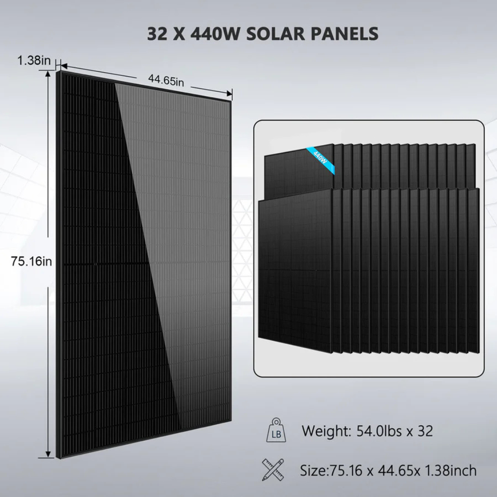 SunGoldPower Off-Grid Solar Kit 20kW 48VDC 120V/240V With 30.72kWh LiFePO4 Battery & 32 x 440W Solar Panels SGR-20K30E