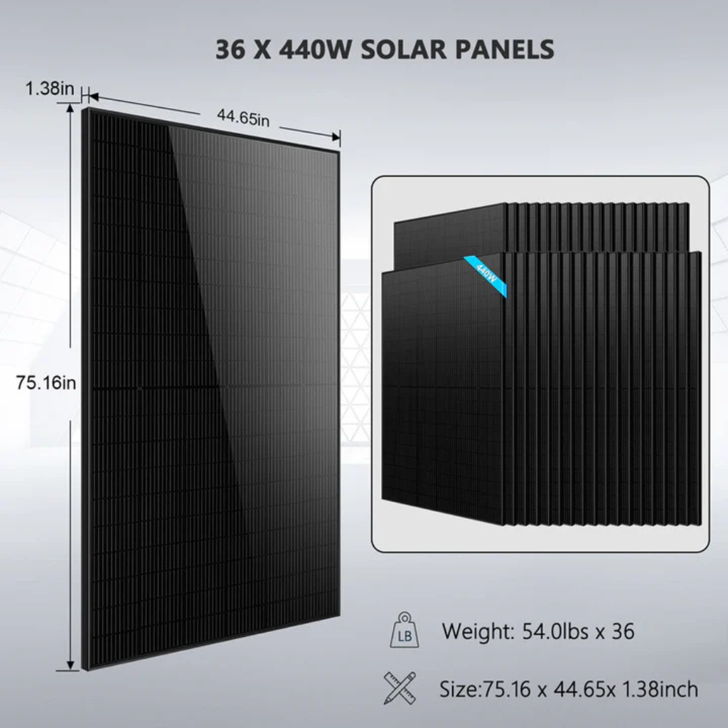 SunGoldPower Hybrid Solar Kit 11.4kW (x2) 48V Split Phase With 51.2kWh Lithium Battery & 36 x 440W Solar Panels SGH-11N5E