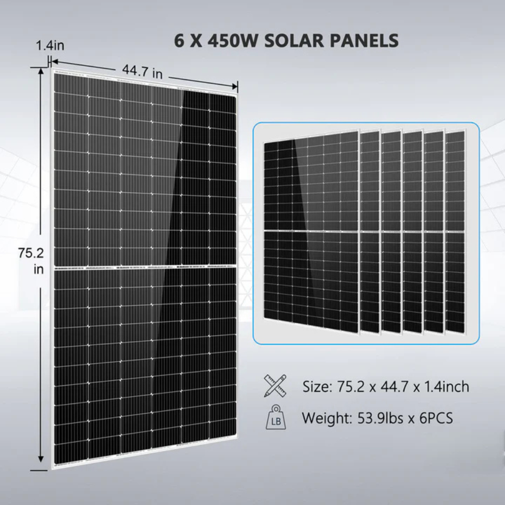 SunGoldPower Complete Off Grid Solar Kit,  6500W Inverter, 10.24kWh LiFePO4 Battery, 2700W Solar Panels SGK-65PRO