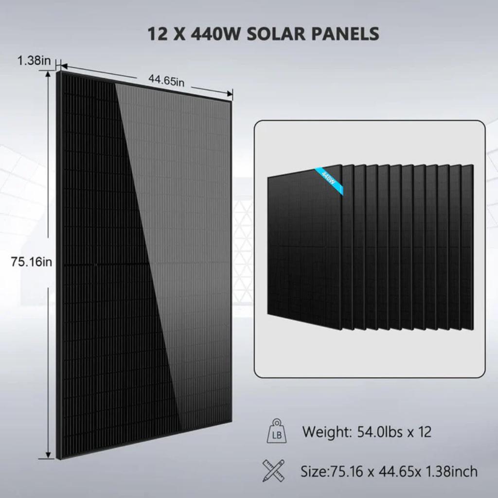 SunGoldPower 12kW Complete Off-Grid Solar Kit, 48V Inverter, 5280W Solar Panels, 10.24kWh LiFePO4 Battery SGK-12MAX