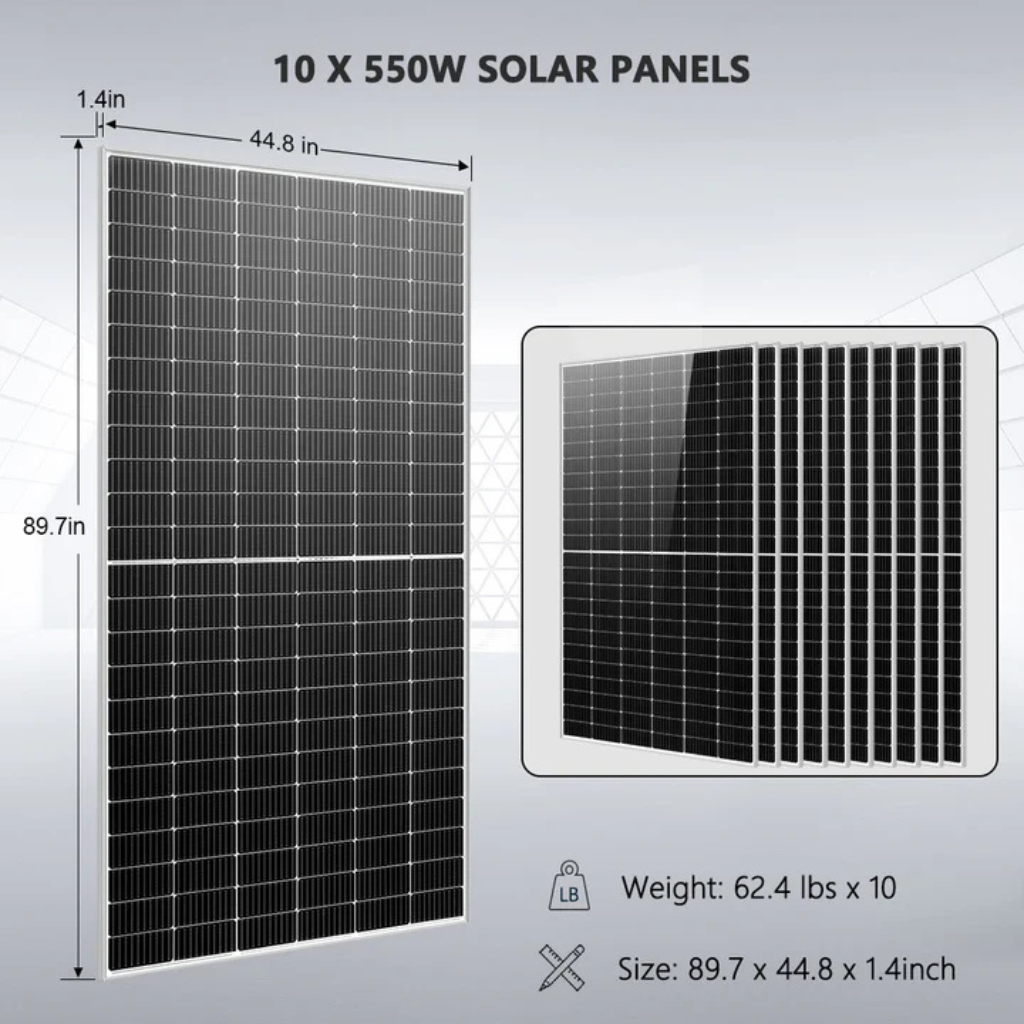 SunGoldPower Off-Grid Solar Kit 10kW 48VDC 120/240V With 20.48kWh PowerWall Battery & 10 x 550W Solar Panels SGM-10K20