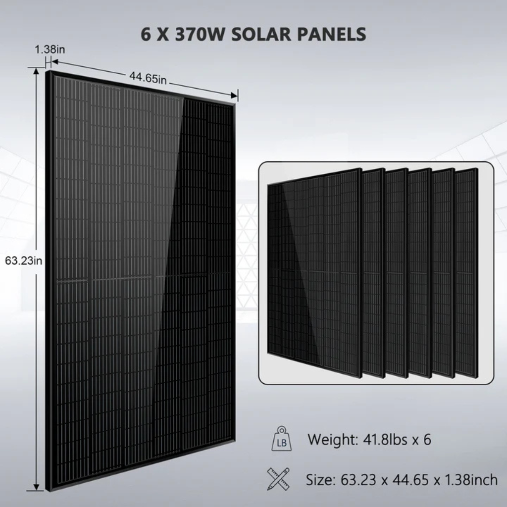 SunGoldPower Off-Grid Solar Kit 5kW 48VDC 120V With 10.24kWh PowerWall Battery & 6 x 370W Solar Panels SGM-5K10M