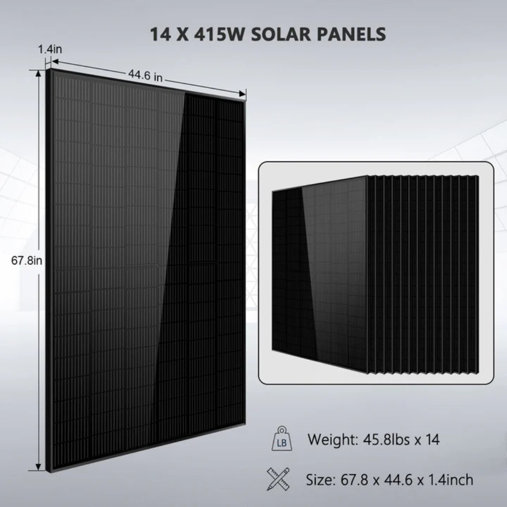 SunGoldPower Off-Grid Solar Kit 13,000W 48VDC 120V/240V With 20.48kWh LiFePO4 Battery & 14 x 415W Solar Panels SGR-13KM